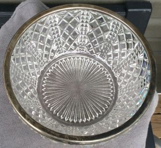 Antique Large Cut Glass or Crystal Bowl with Silver Rim Old Heavy 5