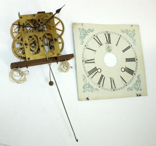 Waterbury Clock Movement With Dial And Hands - Antique - Tb664