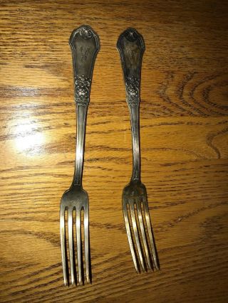 2 Antique 800 German Sterling Silver Forks 144 Grams Scrap Use