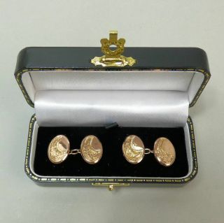 George V Antique 9 Ct Rose Gold Cufflinks Birmingham 1924 - 3.  2 Grams