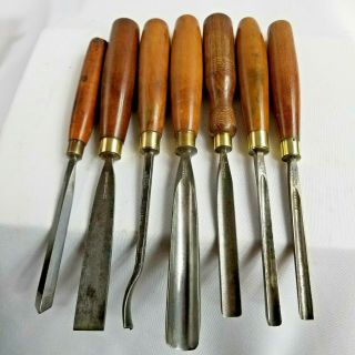 Set 7 Antique Woodcarving Tools Makers Addis & Sons I.  Sorby,  C.  Hill