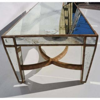 Mid Century Hollywood Regency Antique Mirrored Coffee Table - Gold leafed 2