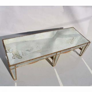 Mid Century Hollywood Regency Antique Mirrored Coffee Table - Gold leafed 3