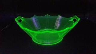 Antique Uranium Vaseline Glass Handled Bowl