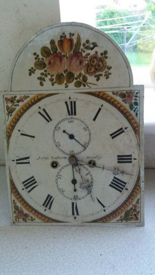 Antique Longcase Grandfather Clock Movement & Dial / Face - John Andrews Huntly