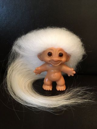 Vintage 1960’s Dam Troll - Extra Long White Hair