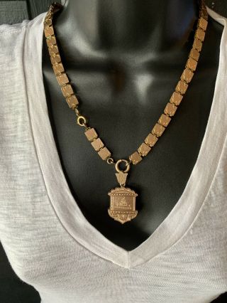 Antique Victorian Gold Filled Book Chain With Locket Circa 1880 - 1920