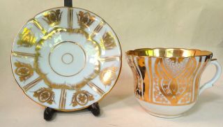 19th C.  Antique Old Paris Porcelain Tea Cup & Saucer