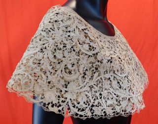 Victorian Gros Point De Venise Needlepoint Guipure Lace Bertha Collar Dress Trim