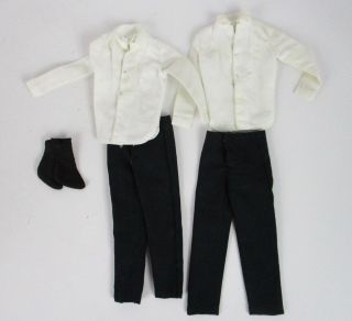 Vintage Barbie Ken Doll Tuxedo 787 Zipper Pants Shirt Socks 1961 - 1965 Set Of 2