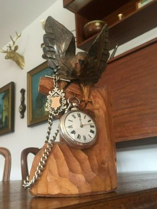 Antique Vintage Eagle Hand Graved Pocket Watch Holder Stand
