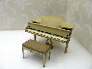 Vintage 1920s Tootsie Toys Dollhouse Grand Piano &bench,  Miniature Grand Piano