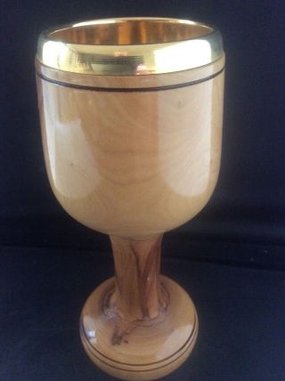 Handmade Wooden Cup Goblet Chalice Hand Made Exotic Wood Turned Treen Metalliner