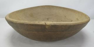 Large 19th C Primitive Antique Wooden Wood Turned Bowl 18 " Across 2nd Of 2 Yqz