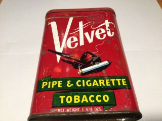 Velvet Kentucky Burley Pipe Tobacco Tin Richmond,  Virginia - Antique/vintage