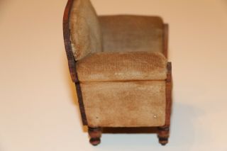 Vintage German Dollhouse Miniature Velvet Upholstered Club chair - wood - handmade 8