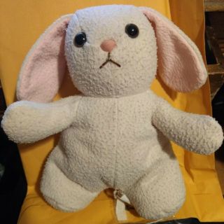 Vtg White Pink Bunny Rabbit Plush Toy Stuffed Animal Character Lop Eared Loved
