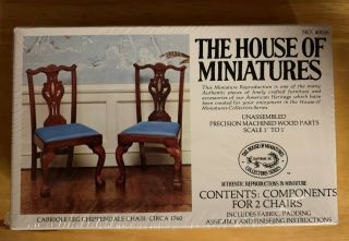 1/12 Cabriole Leg Chippendale Chairs 40026 House Of Miniatures Open Complete