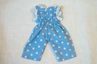 Vintage Madame Alexander kin Wendy blue/white polka dot one - piece long pants - tag 2