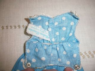 Vintage Madame Alexander kin Wendy blue/white polka dot one - piece long pants - tag 3