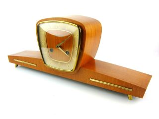 Hermle Chiming Antique Mid Century Mantel Clock Mid Century Art Deco Junghans