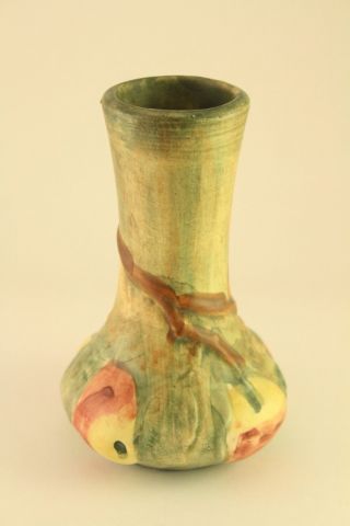 Vintage Antique Weller Woodcraft Flemish Art Pottery 6 " Baldin Apples Vase