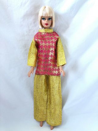 Vintage Barbie Doll Clone Mod Era Gold Magenta Hot Pink Lame Top And Pants