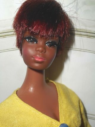 Vintage Barbie Julia Doll In Mod Clone Circle Dress & Modern Yellow Heels