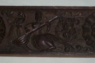 Anglo Indian carved wood panel Musicians Musical Instruments 5