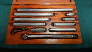 Antique Lufkin Rule Co.  Usa No.  680 Inside Micrometer Set In Wood Box.