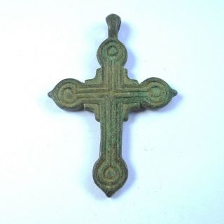 Roman Ancient Artifact Bronze Double Sides Cross