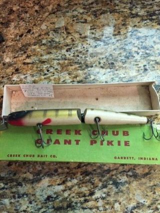 Vintage Rare Creek Chub Giant Jointed Pikie Vintage Lure Muskie Pike Scale 11 "