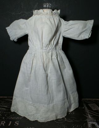 Antique Primitive White Lace Trimmed Dress For China Head & German Bisque Dolls
