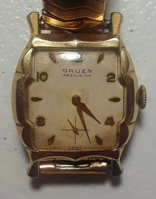 Vintage Gruen Precision Mens Wrist Watch Runs Keeps Time
