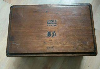Boston Americans Baseball 1901 Lou Criger Player Antique Wooden Trinket Box