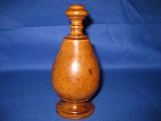 Rare Antique Early Victorian Treenware,  Wood Turning Spice Flask.