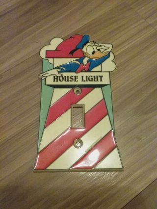 Vintage 1970s Disney Donald Duck Light Switch Plate Cover Lighthouse Beach Decor