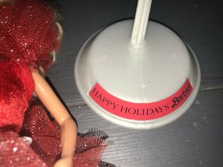 Vintage 1988 Happy Holidays Christmas Collectors Barbie Red Dress w/ Stand VGC 3