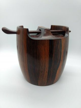 Jean Gillon Jacaranda Wood Art Tobacco Humidor Jar Mid - Century Modern 5.  5 "