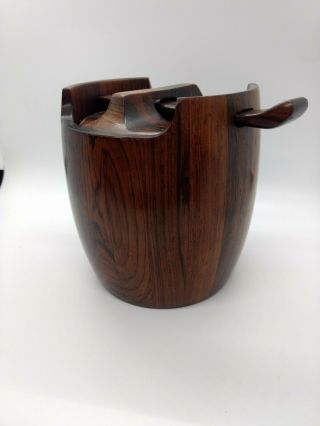 Jean Gillon Jacaranda Wood Art Tobacco Humidor Jar Mid - Century Modern 5.  5 