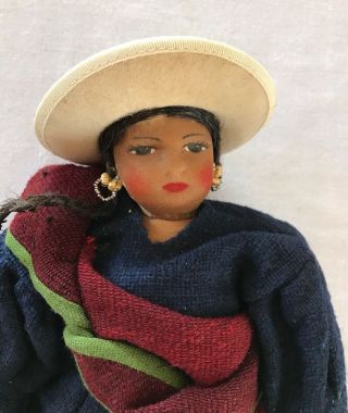 Peruvian Cloth Doll Ethnic Central South America Folk Art Woman 14.  5 