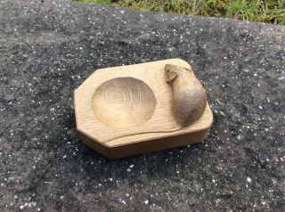 Robert Mouseman Thompson Solid Oak Carved Mouse Pin Tray Kilburn North Yorkshire 5