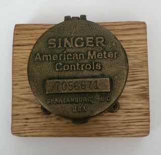Antique Brass Water Meter Singer American Spartanburg SC Lid Trinket Box USA 2