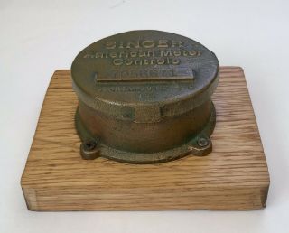 Antique Brass Water Meter Singer American Spartanburg SC Lid Trinket Box USA 3