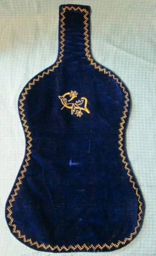 Antique Velvet Silk Embroidered Violin Blanket Cover Protector Vintage 4/4