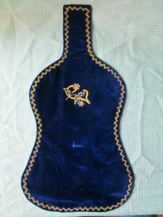 Antique Velvet Silk Embroidered Violin Blanket Cover Protector Vintage 4/4 3