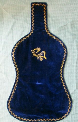 Antique Velvet Silk Embroidered Violin Blanket Cover Protector Vintage 4/4 7