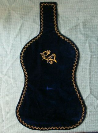 Antique Velvet Silk Embroidered Violin Blanket Cover Protector Vintage 4/4 8