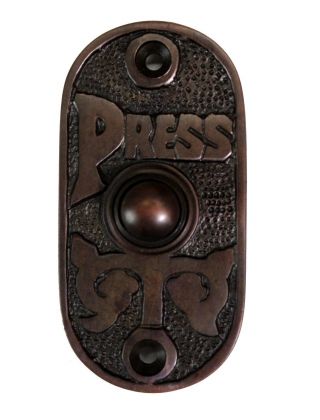 Oval Bronze Finish Press Door Bell Button Antique Old Style Over Cast Brass