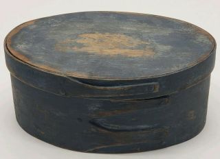 Shaker Blue Painted 3 Finger Oval Pantry Box Copper Nails